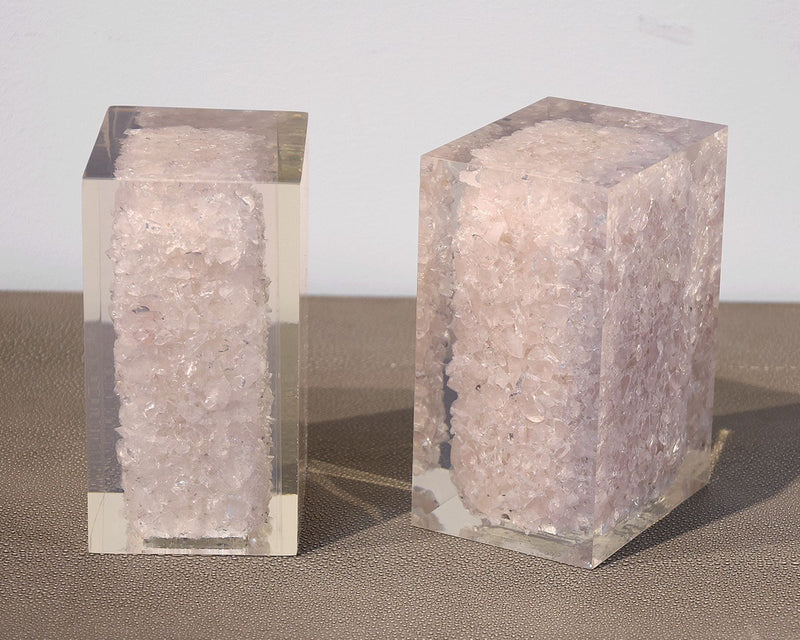Lucite Bookends Filled w/ Crystal