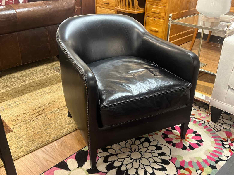 Restoration Hardware French Tuxedo Leather Club Chair