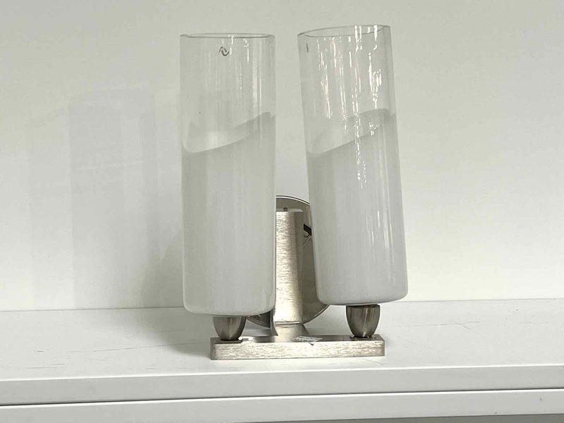 Chrome Sconce with Frosted Glass Cylinders