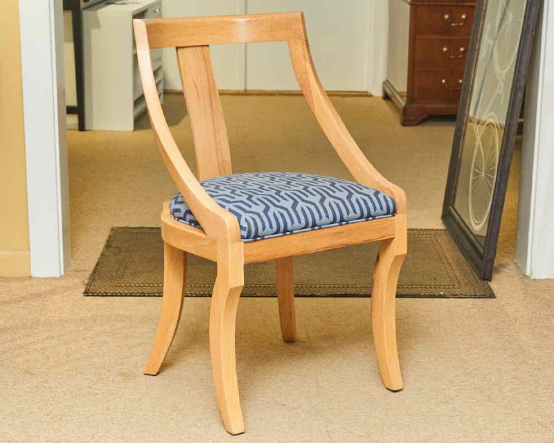 Serena and Lily Maple Side Chair with Light Blue & Navy Contemporary Upholstery