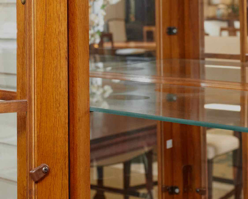 Solid Oak Glass Door China Cabinet