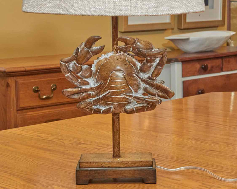 Crab Fossil In Lakeport Finish With Taupe Fabric Shade Table Lamp