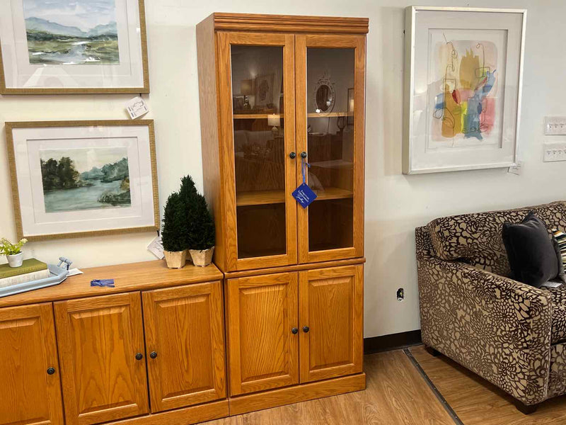 Oak 4-Door Display Cabinet