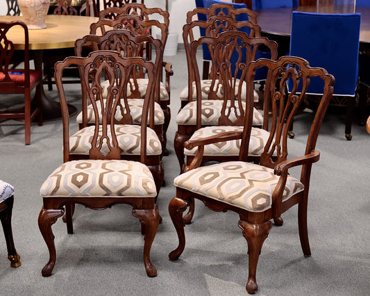 Set of 8 Queen Anne Mahogany Dining Chairs