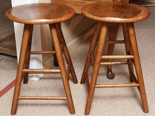 Pair Of Maple Swivel  Counter Stools