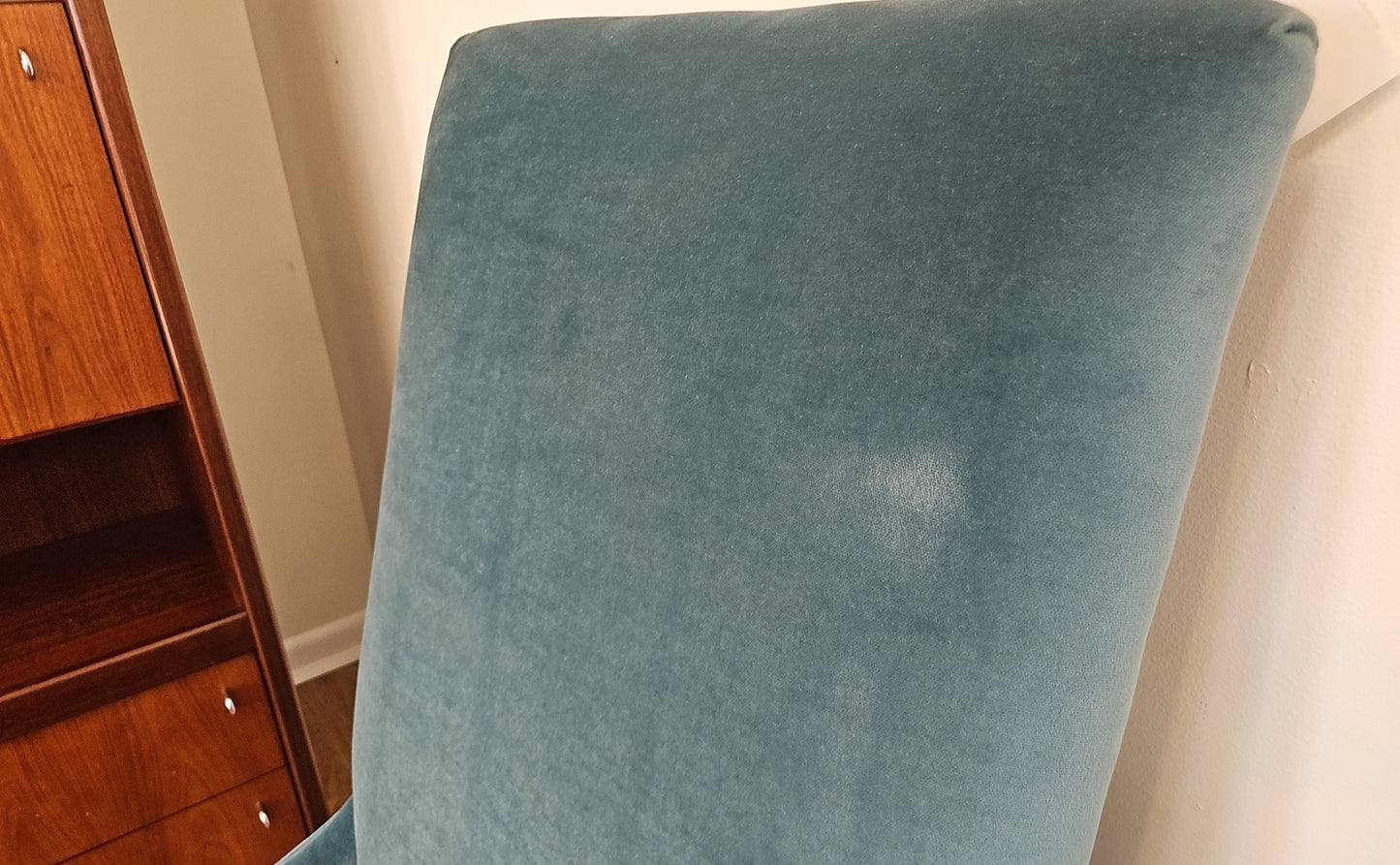 Camden Collection for Arhaus Pair of Teal Velvet Tall Highback Chairs