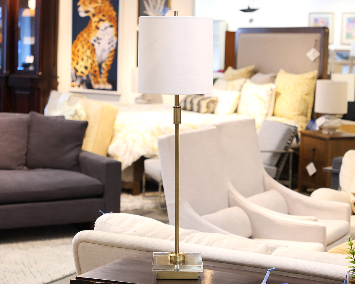 Brass Buffet Lamp with Acrylic Base