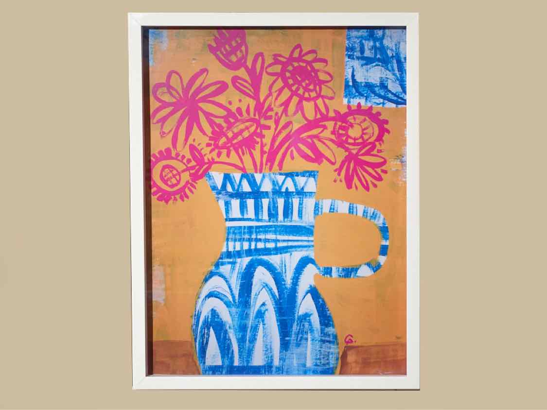 Talavera Vase II Art Print In White Frame