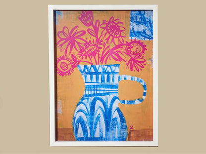 Talavera Vase II Art Print In White Frame