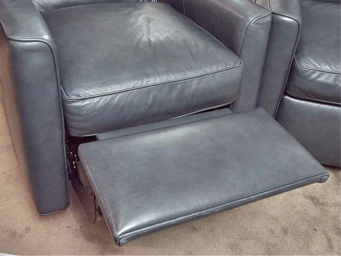 Pair of Blue Leather Power  Recliners