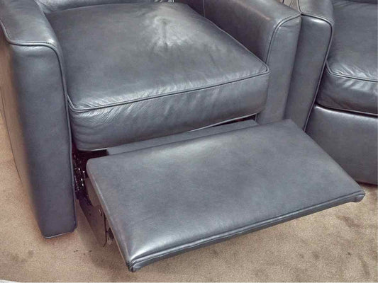 Pair of Blue Leather Power  Recliners