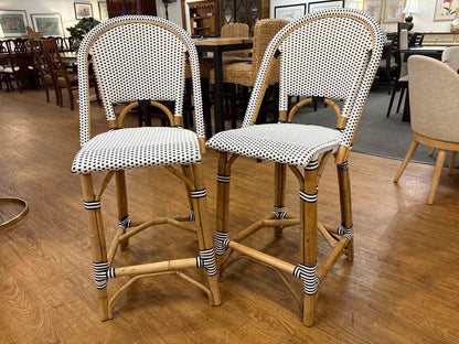 Pair of Serena & Lily 'Riviera' Highback Counter Stools