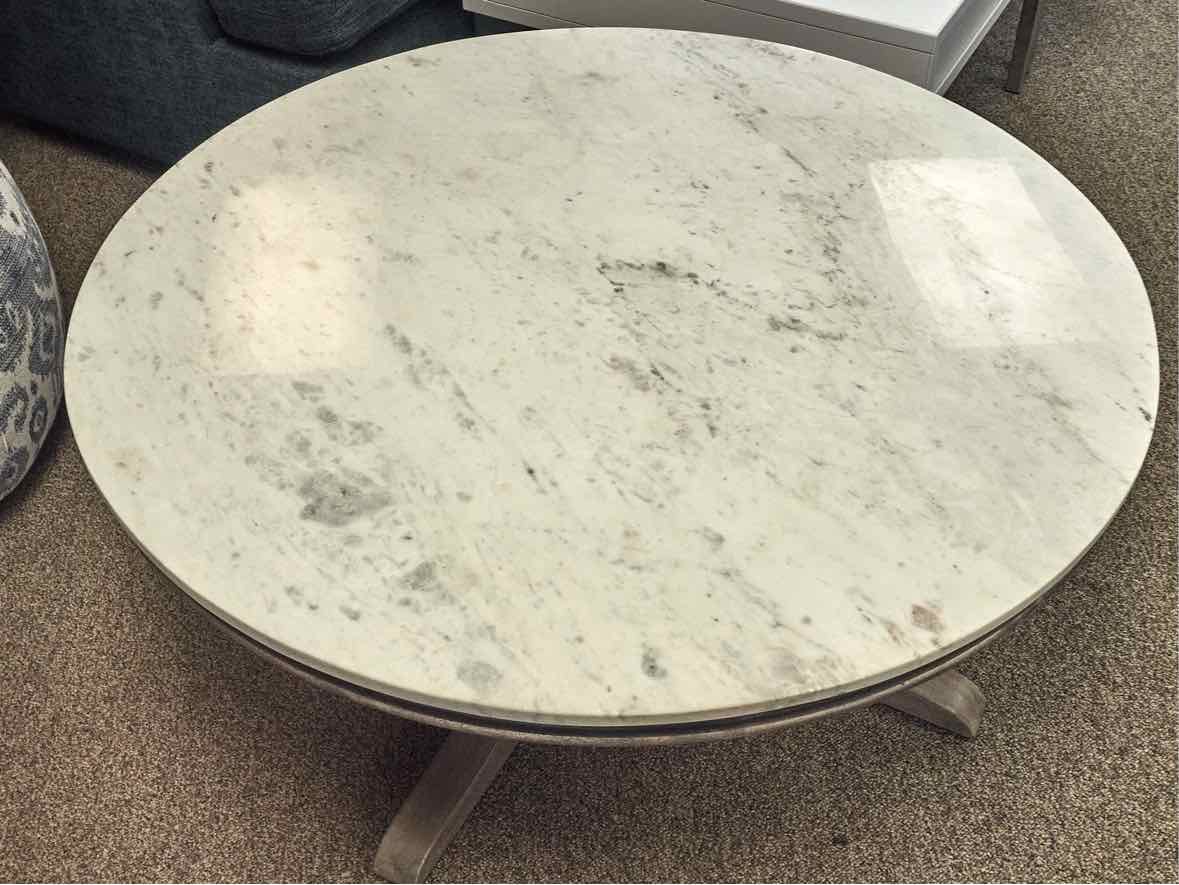 Pottery Barn 'Alexandra' Round Marble Top Cocktail Table