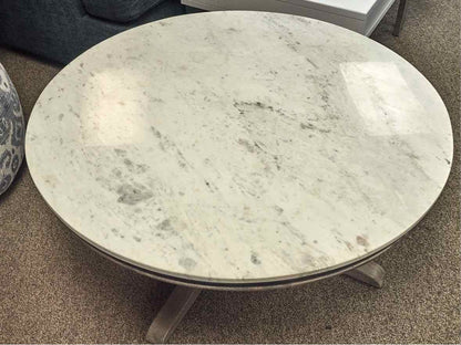 Pottery Barn 'Alexandra' Round Marble Top Cocktail Table