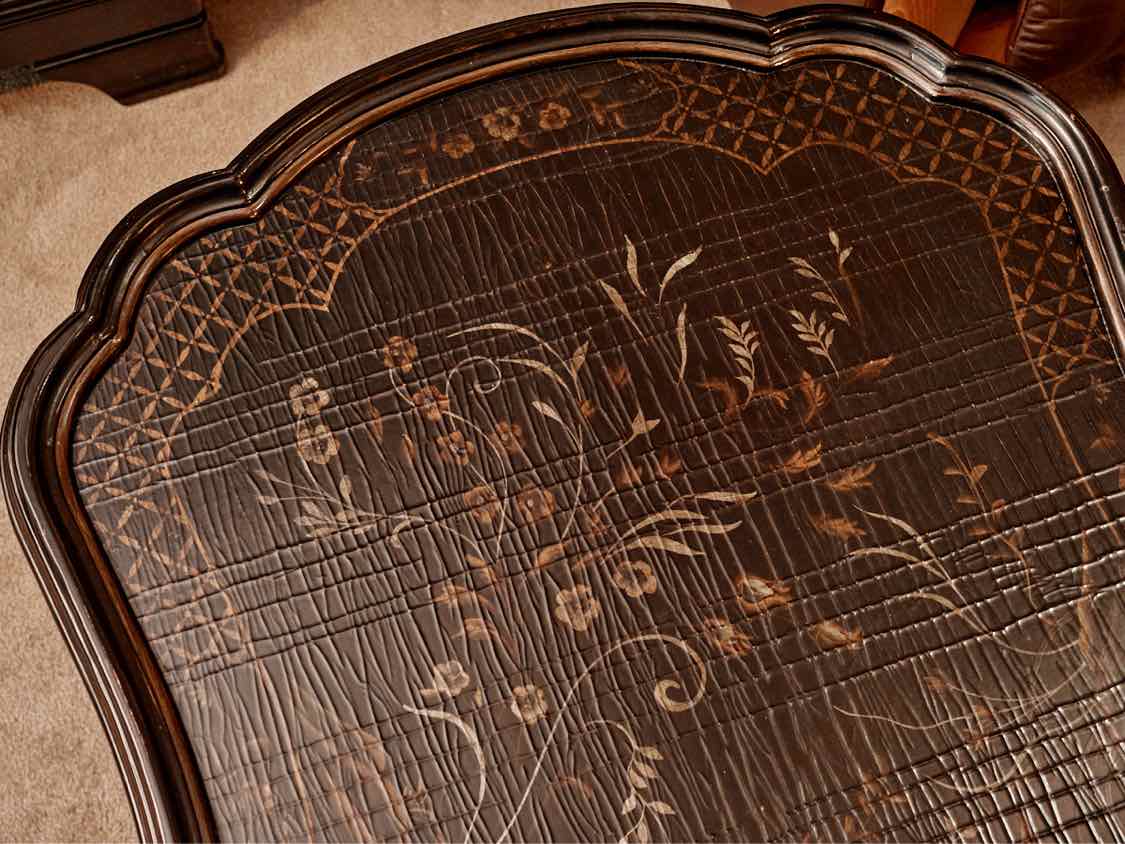 Black Finish Gold Chinoiserie Accent Cocktail Table