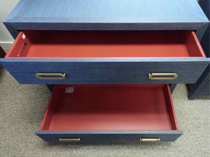 Mitchell Gold + Bob Williams Navy Wrapped Raffia Bedside Chest