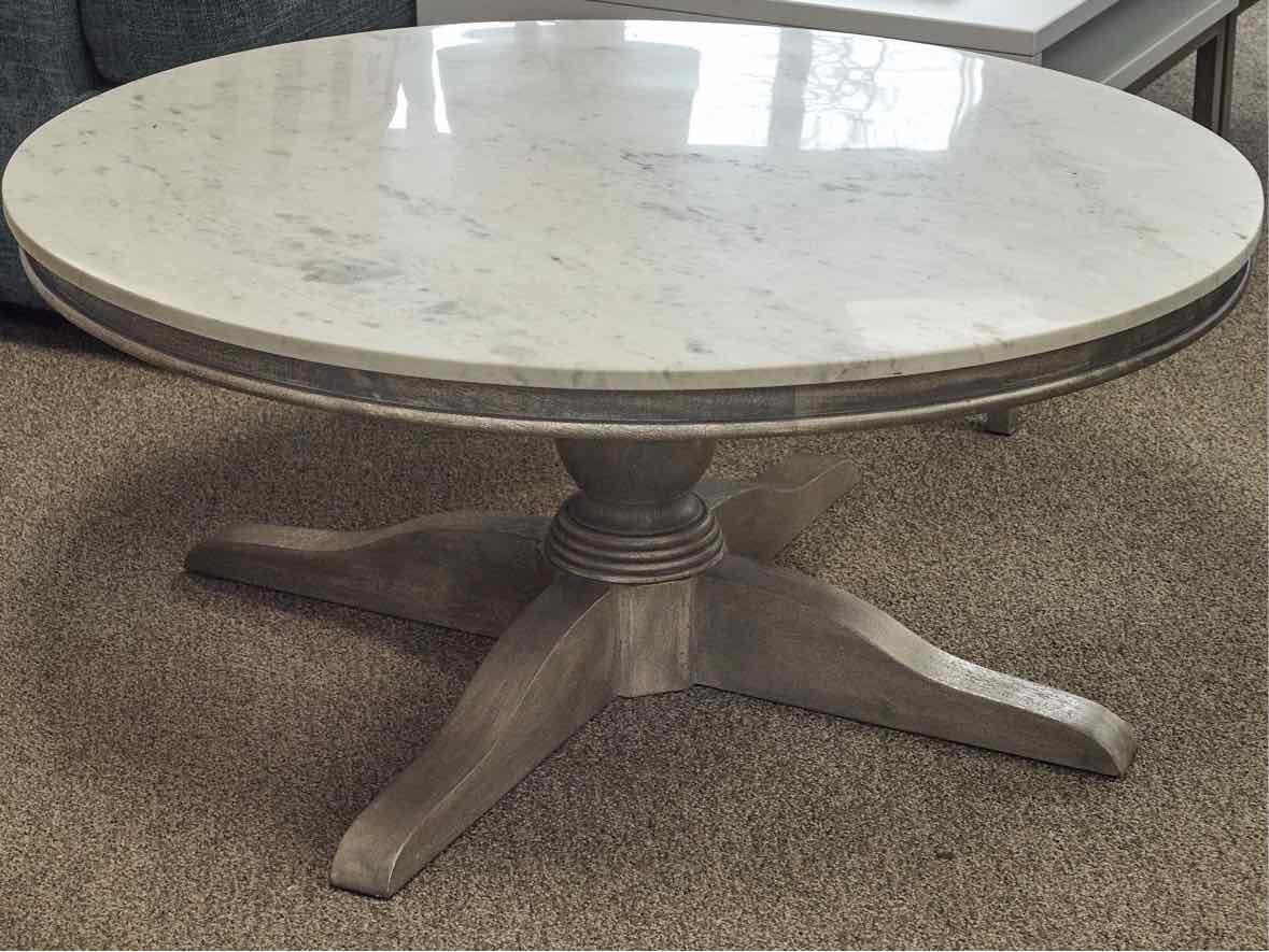 Pottery Barn 'Alexandra' Round Marble Top Cocktail Table
