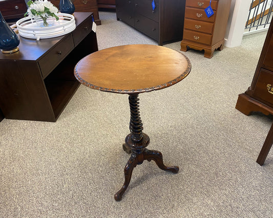 English Round Barley Twist Pedestal Side Table