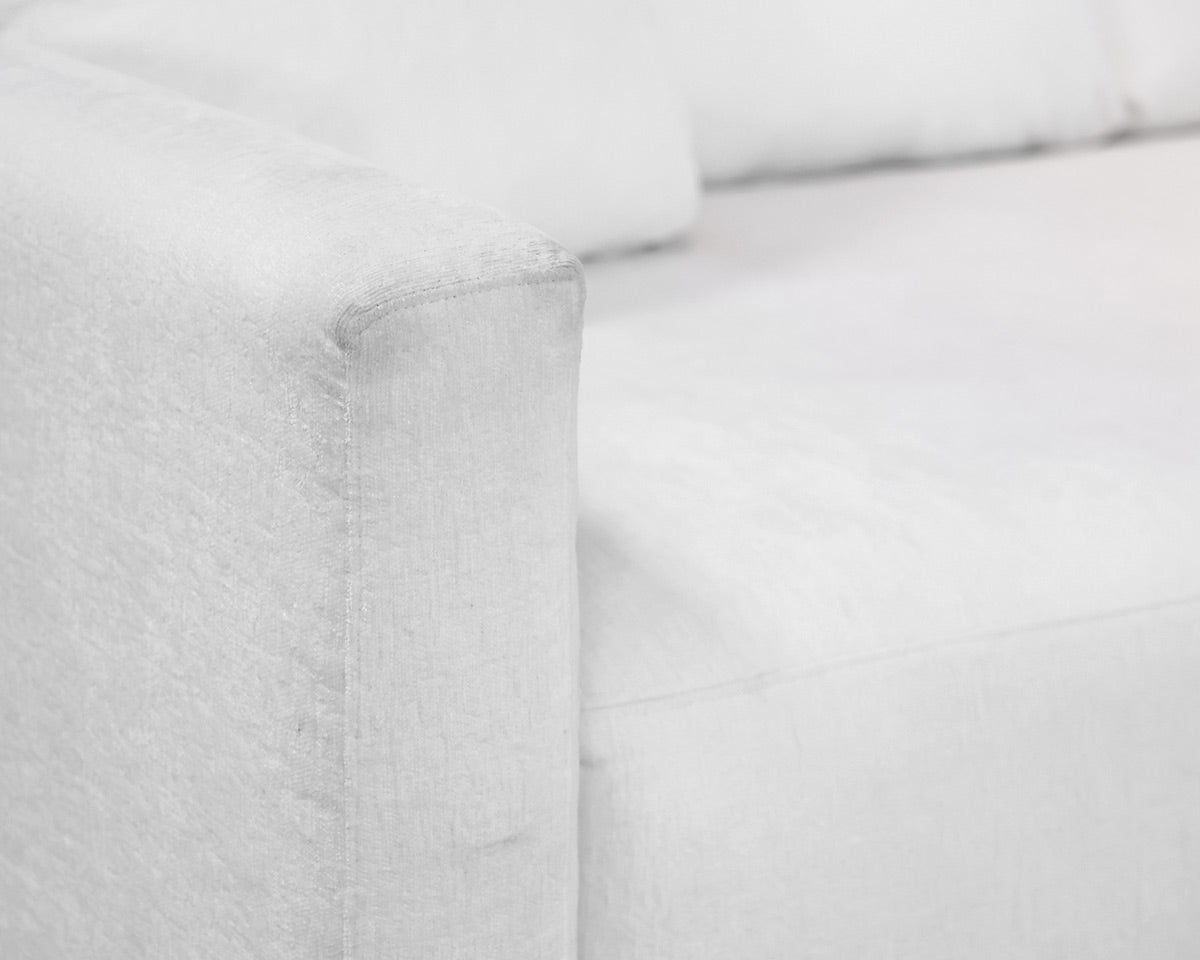 Crate & Barrel Gather Deep 3-Piece Bench Seat Sectional in Icon White Chenille