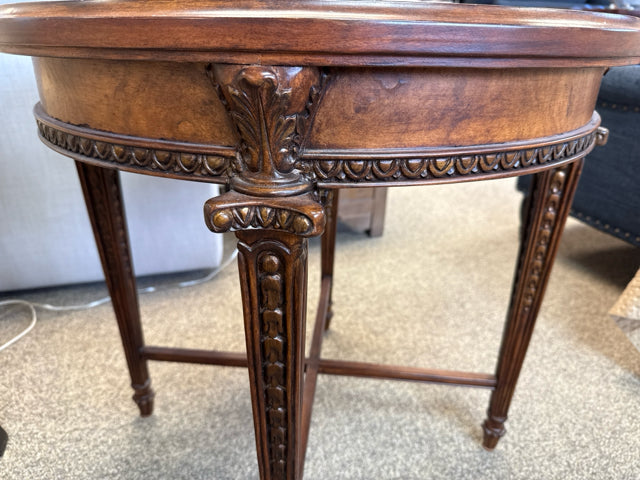 Round Inlaid Mahogany Side Table