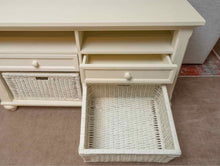 Cream Finish Media Furniture with 2 Dropfront Drawers