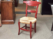 Set of 8 Red Finish Dining Chairs with Rush Seats