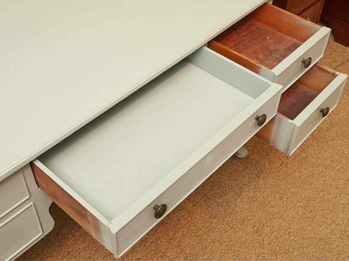 Solid Cherry Ice Blue Finish Queen Anne Desk