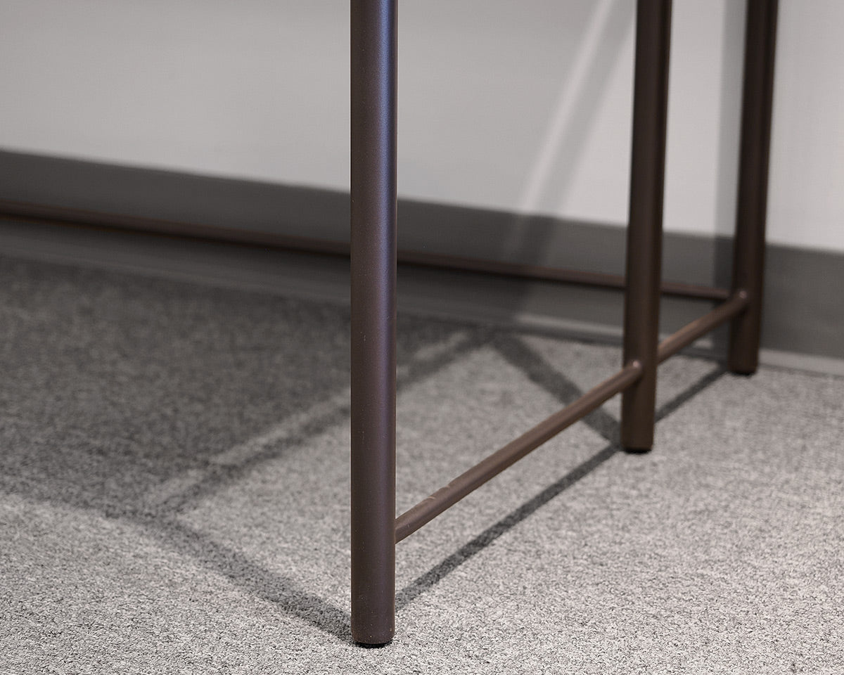 Light Oak Desk With Upper Glass Shelf