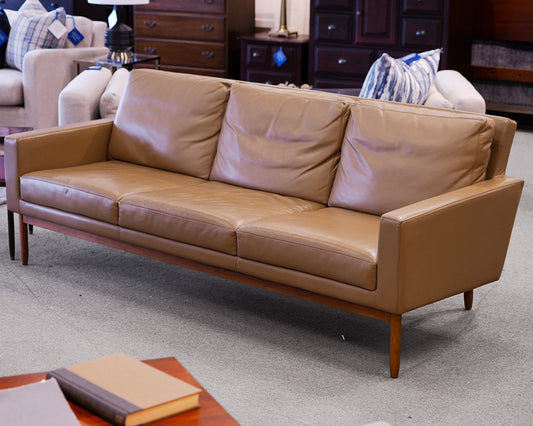 Design within Reach 'Raleigh' Three-Cushion Leather Sofa