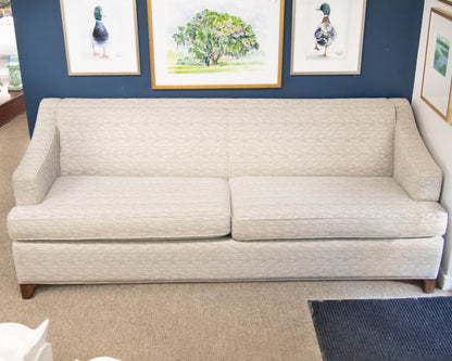 Avery Boardman Textured Track Arm Sofa In Hues Of Beige/Blue & Cream