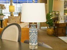Blue & White Porcelain Phoenix Vase Lamp  Off White Shade