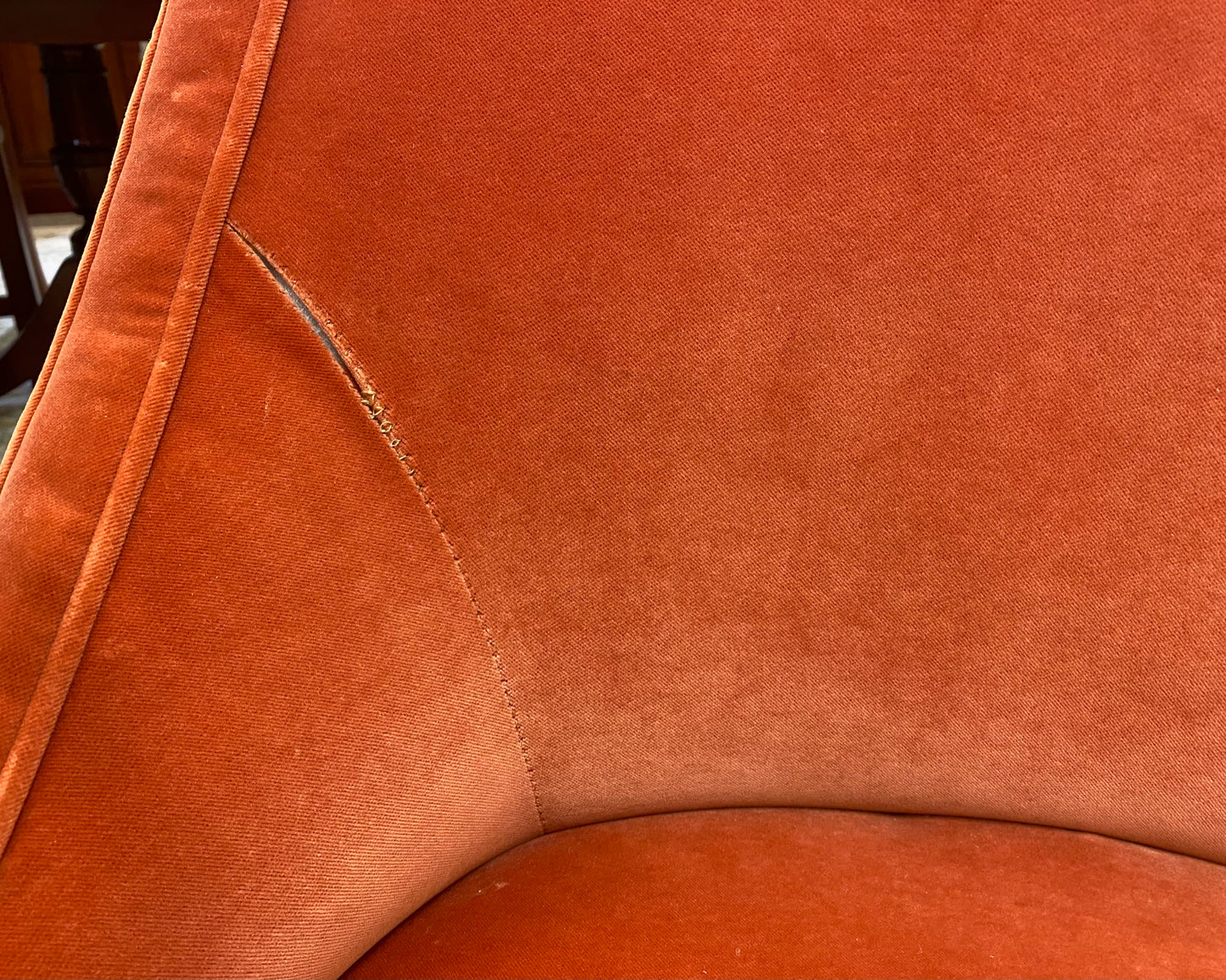 Pair of Host & Hostess Dark Coral Performance Velvet Dining Chairs