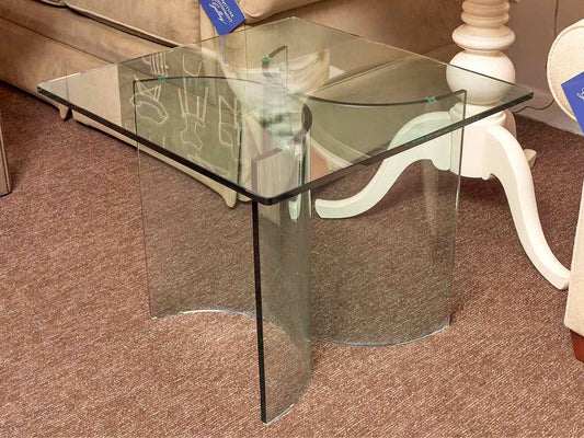 Glass Square Cocktail  with Semi Circle Base