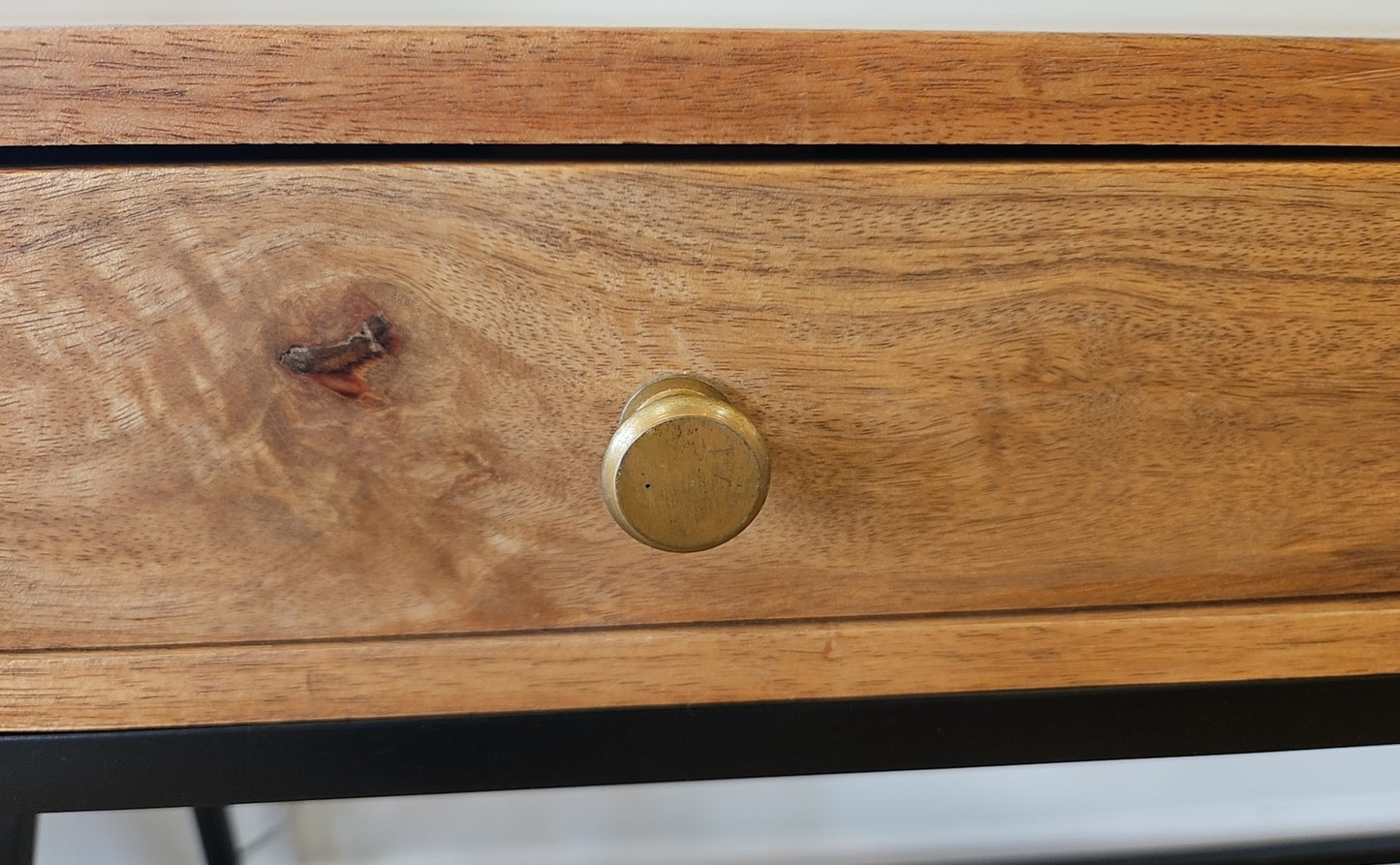 Rustic 2-Drawer Desk w/ Black Base