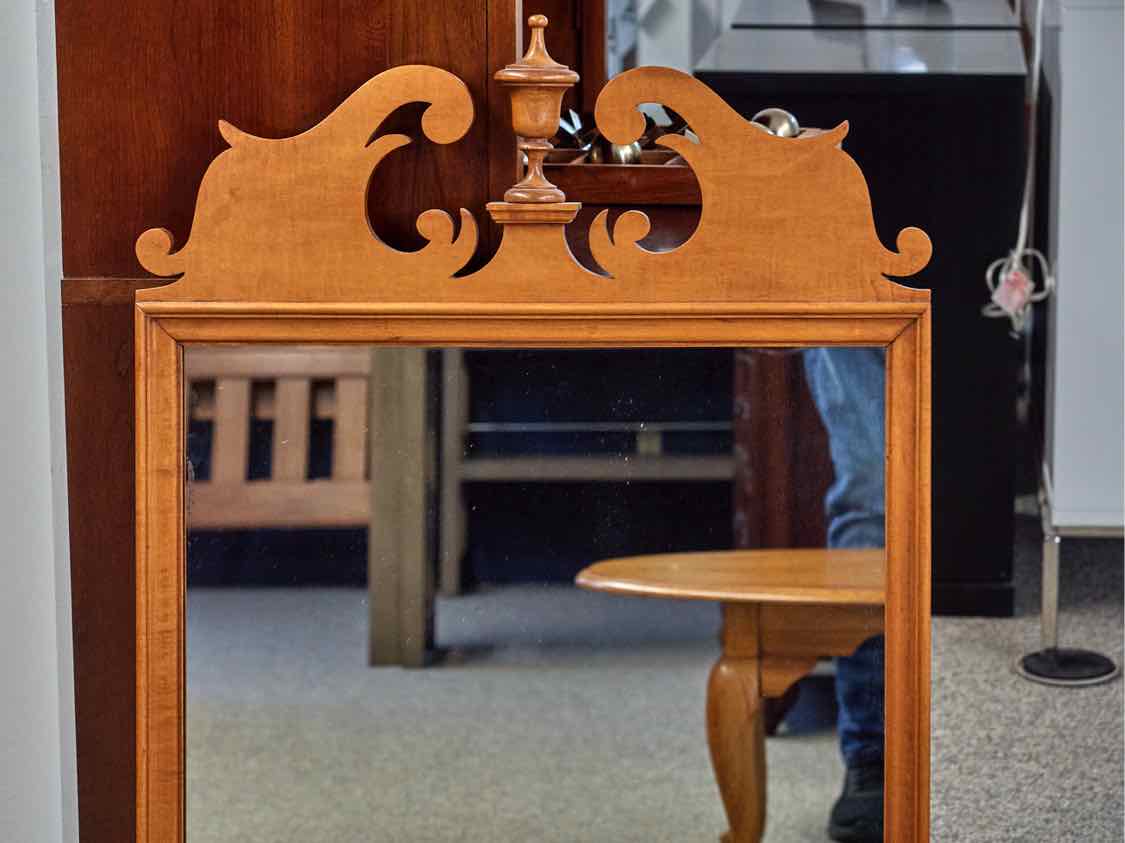 Tiger Maple Pediment Mirror