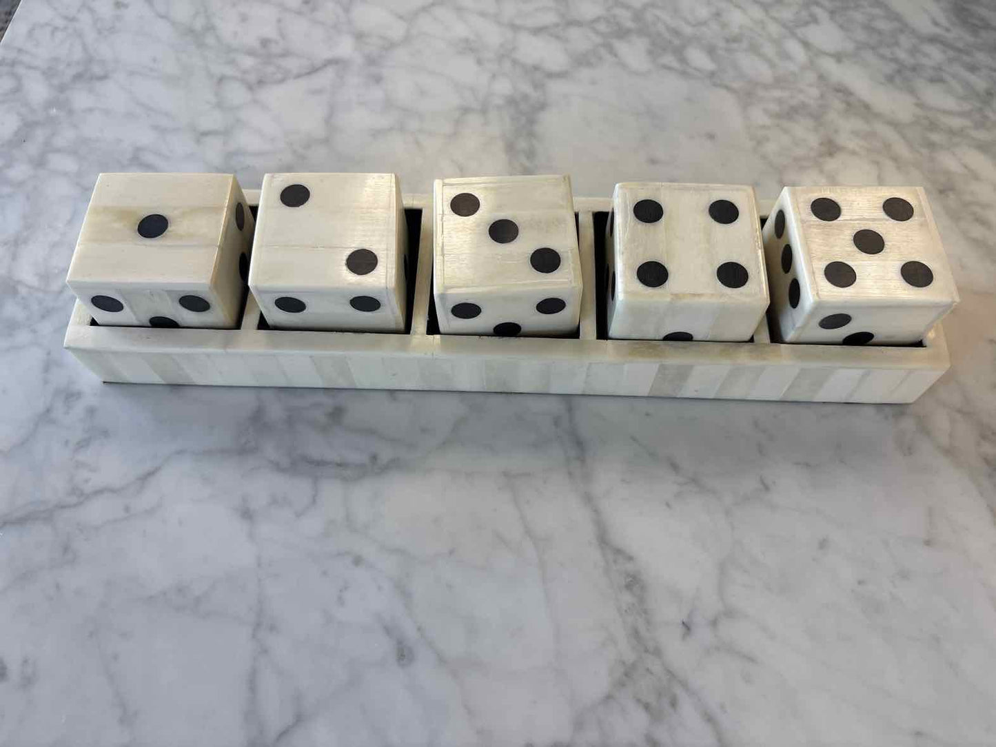 Set of 5 Oversized Dice in Tiled Tray