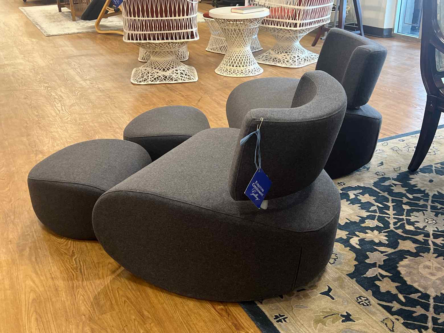 Pair of Soft Line 'Apollo' Chairs w/ Ottomans