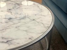 Faux Marble & Silver Round Cocktail Table