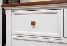 Cherry Plank Top 7 Drawer Dresser in White Finish