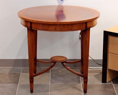Round Traditional Cherry Inlaid Accent Table