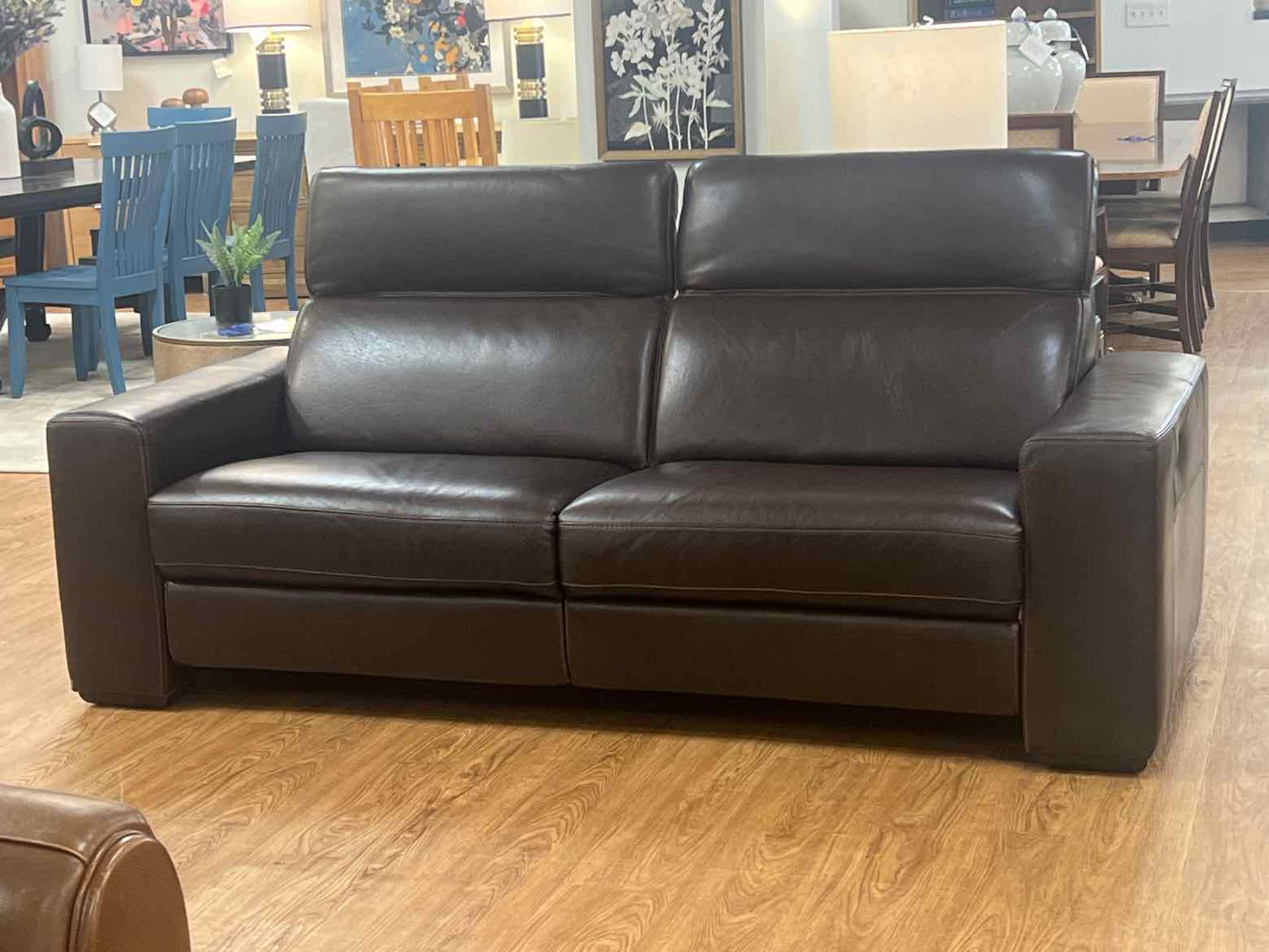 Dark Brown Leather Power Reclining Sofa