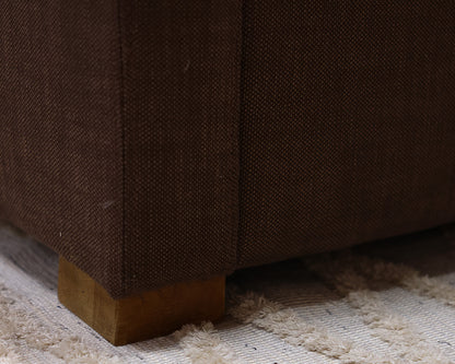 RH Shelter Arm Bench Seat 8' Sofa in Brown Belgian Linen