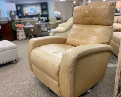 American Leather Sand Colored Leather Recliner/Swivel   Chair