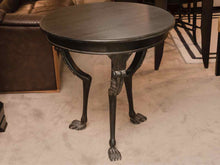 Black Finish Round Accent Table With Unique Carved Legs