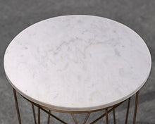 Contemporary Stone Top Metal Base Side Table
