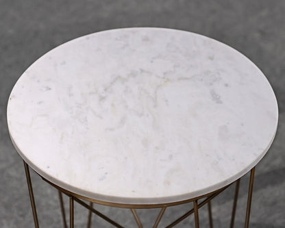 Contemporary Stone Top Metal Base Side Table