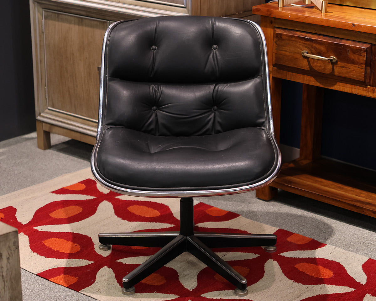 Vintage Leather Black Swivel Office Chair