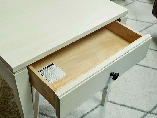 Gat Creek Ava Side Table with Shelf in Hand-Glazed Parchment Finish