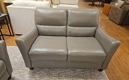 Macy's Light Grey Leather Loveseat