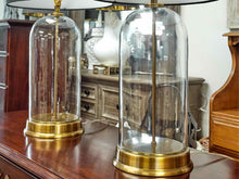 Pair of Glass & Brass Base Table Lamps
